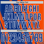 Custom Orange Royal-White Lines Sports Sublimation Soccer Uniform Jersey