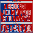 Custom Red Royal-White Lines Sports Sublimation Soccer Uniform Jersey