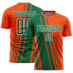 Custom Orange Kelly Green-White Lines Sports Sublimation Soccer Uniform Jersey