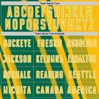 Custom Gold Kelly Green-White Lines Sports Sublimation Soccer Uniform Jersey