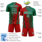 Custom Kelly Green Red-White Lines Sports Sublimation Soccer Uniform Jersey
