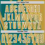 Custom Old Gold Teal-White Lines Sports Sublimation Soccer Uniform Jersey
