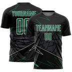 Custom Black Kelly Green-White Lines Sports Sublimation Soccer Uniform Jersey