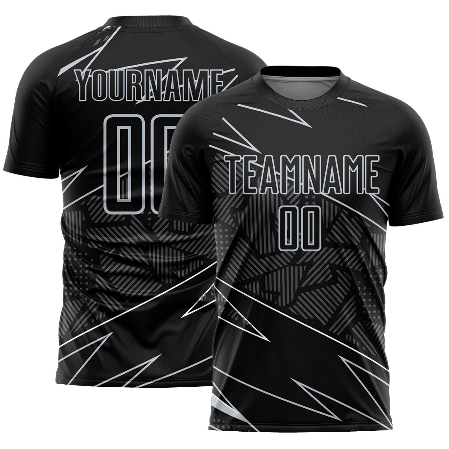 Custom Black Silver Lines Sports Sublimation Soccer Uniform Jersey
