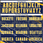 Custom Navy Gold-White Lines Sports Sublimation Soccer Uniform Jersey