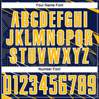 Custom Navy Gold-White Lines Sports Sublimation Soccer Uniform Jersey