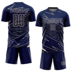 Custom Navy Cream Lines Sports Sublimation Soccer Uniform Jersey