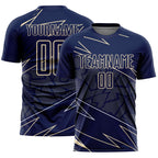 Custom Navy Cream Lines Sports Sublimation Soccer Uniform Jersey