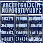 Custom Navy Light Blue-White Lines Sports Sublimation Soccer Uniform Jersey