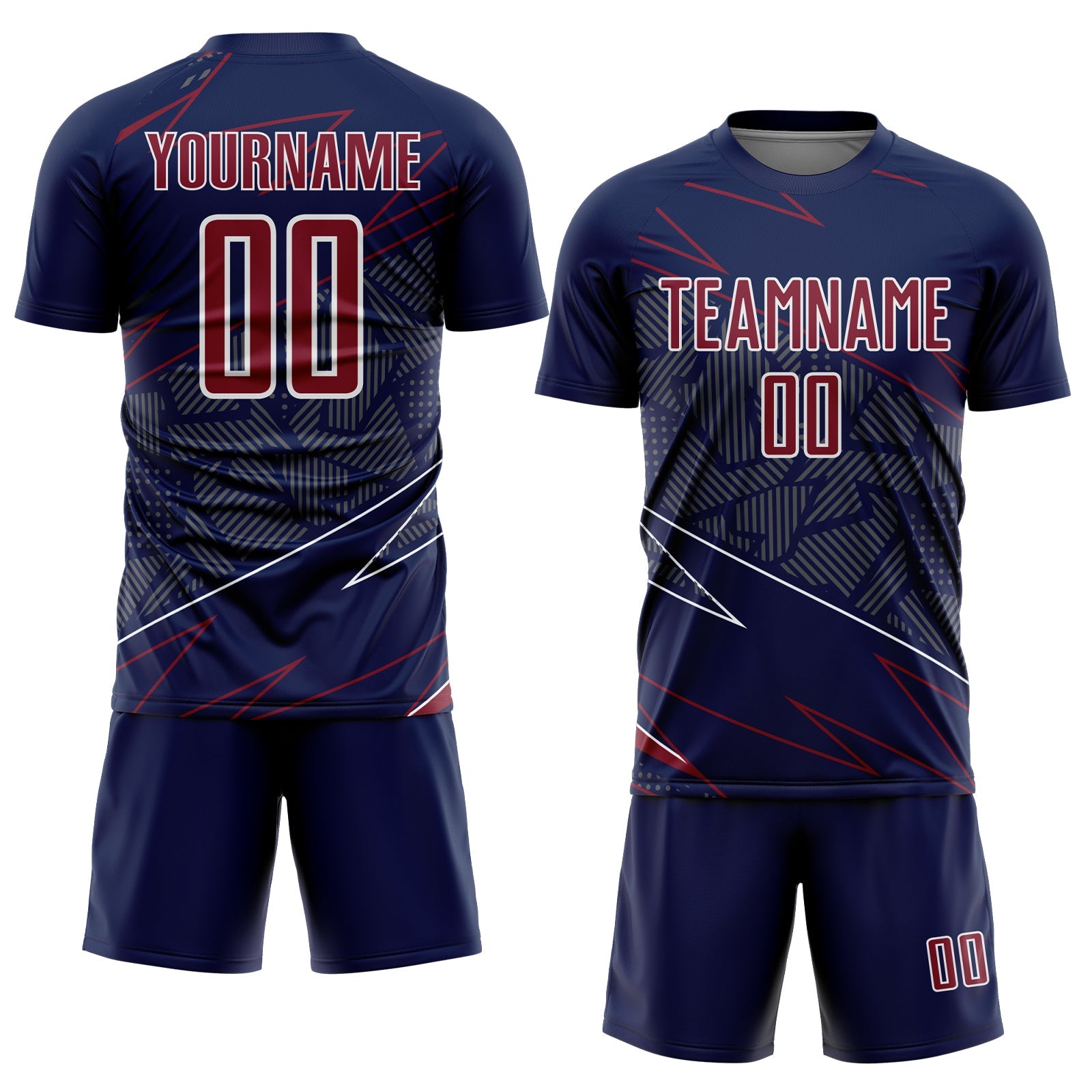 Custom Navy Crimson-White Lines Sports Sublimation Soccer Uniform Jersey