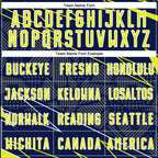 Custom Navy Neon Yellow-White Lines Sports Sublimation Soccer Uniform Jersey