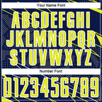 Custom Navy Neon Yellow-White Lines Sports Sublimation Soccer Uniform Jersey