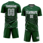 Custom Green Gray-White Lines Sports Sublimation Soccer Uniform Jersey
