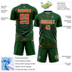 Custom Green Orange-White Lines Sports Sublimation Soccer Uniform Jersey