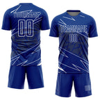Custom Royal White Lines Sports Sublimation Soccer Uniform Jersey