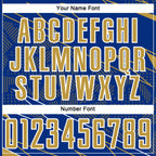 Custom Royal Old Gold-White Lines Sports Sublimation Soccer Uniform Jersey