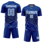Custom Royal Light Blue-White Lines Sports Sublimation Soccer Uniform Jersey