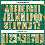 Custom Kelly Green Old Gold-White Lines Sports Sublimation Soccer Uniform Jersey