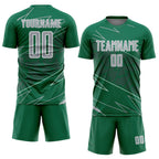 Custom Kelly Green Gray-White Lines Sports Sublimation Soccer Uniform Jersey