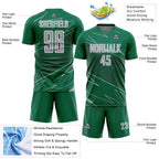 Custom Kelly Green Gray-White Lines Sports Sublimation Soccer Uniform Jersey