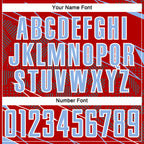 Custom Red Light Blue-White Lines Sports Sublimation Soccer Uniform Jersey