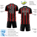 Custom Black Red-White Pinstripe Line Sports Sublimation Soccer Uniform Jersey