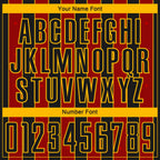 Custom Black Red-Gold Pinstripe Line Sports Sublimation Soccer Uniform Jersey