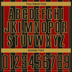 Custom Black Red-Old Gold Pinstripe Line Sports Sublimation Soccer Uniform Jersey