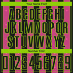 Custom Black Pink-Neon Green Pinstripe Line Sports Sublimation Soccer Uniform Jersey