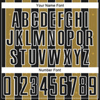 Custom Black Old Gold-White Pinstripe Line Sports Sublimation Soccer Uniform Jersey