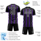 Custom Black Purple-White Pinstripe Line Sports Sublimation Soccer Uniform Jersey