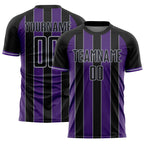 Custom Black Purple-Gray Pinstripe Line Sports Sublimation Soccer Uniform Jersey