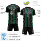 Custom Black Kelly Green-White Pinstripe Line Sports Sublimation Soccer Uniform Jersey