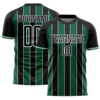Custom Black Kelly Green-White Pinstripe Line Sports Sublimation Soccer Uniform Jersey