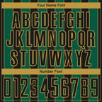 Custom Black Kelly Green-Old Gold Pinstripe Line Sports Sublimation Soccer Uniform Jersey