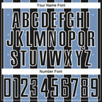 Custom Black Light Blue-White Pinstripe Line Sports Sublimation Soccer Uniform Jersey
