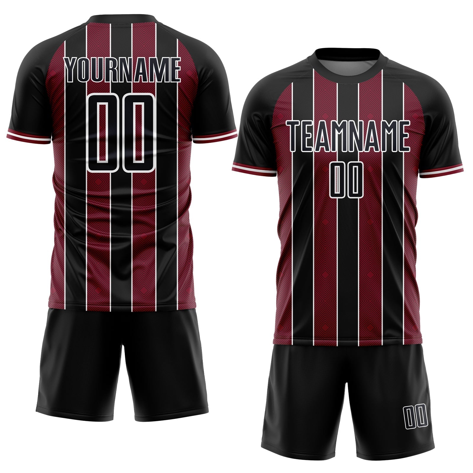Custom Black Crimson-White Pinstripe Line Sports Sublimation Soccer Uniform Jersey