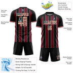 Custom Black Vintage USA Flag Crimson-Cream Pinstripe Line Sports Sublimation Soccer Uniform Jersey