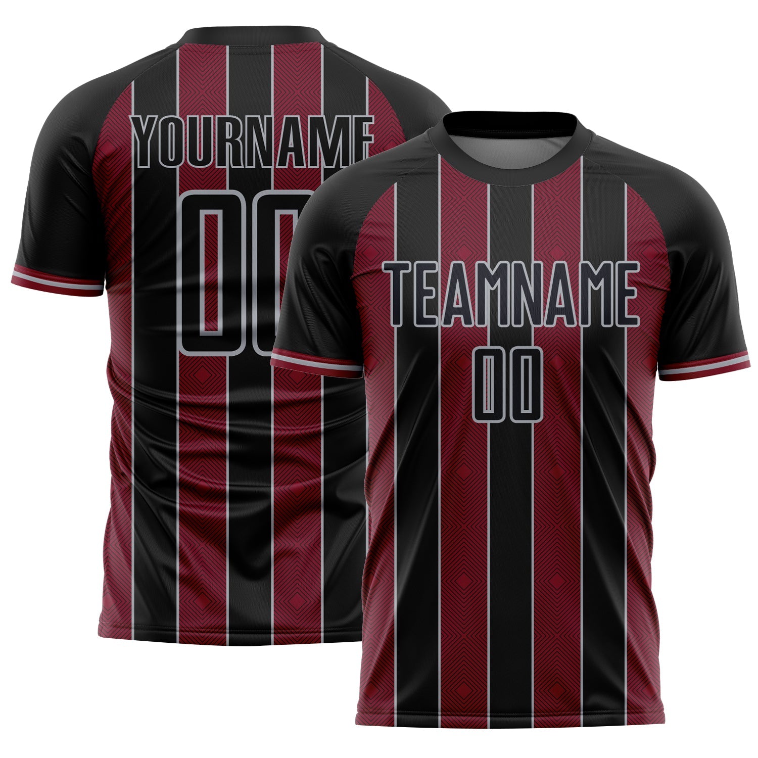 Custom Black Crimson-Gray Pinstripe Line Sports Sublimation Soccer Uniform Jersey