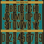 Custom Black Teal-Old Gold Pinstripe Line Sports Sublimation Soccer Uniform Jersey