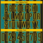 Custom Black Teal-Yellow Pinstripe Line Sports Sublimation Soccer Uniform Jersey