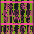 Custom Black Neon Green-Pink Pinstripe Line Sports Sublimation Soccer Uniform Jersey