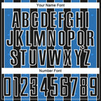 Custom Black Powder Blue-White Pinstripe Line Sports Sublimation Soccer Uniform Jersey