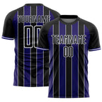 Custom Black Dark Purple-White Pinstripe Line Sports Sublimation Soccer Uniform Jersey