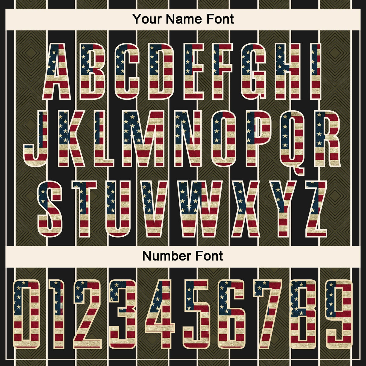 Custom Black Vintage USA Flag Olive-Cream Pinstripe Line Sports Sublimation Soccer Uniform Jersey