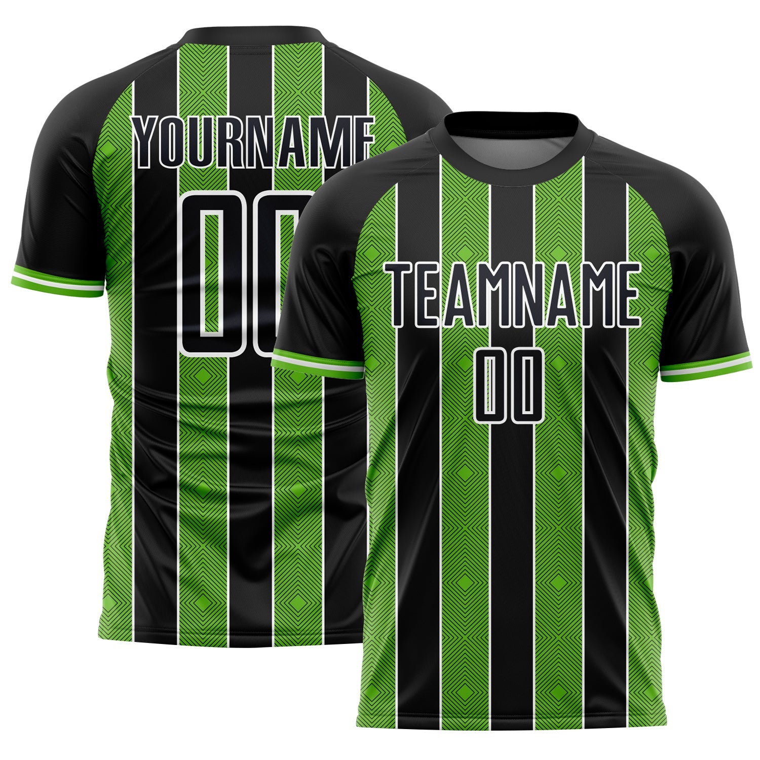 Custom Black Aurora Green-White Pinstripe Line Sports Sublimation Soccer Uniform Jersey