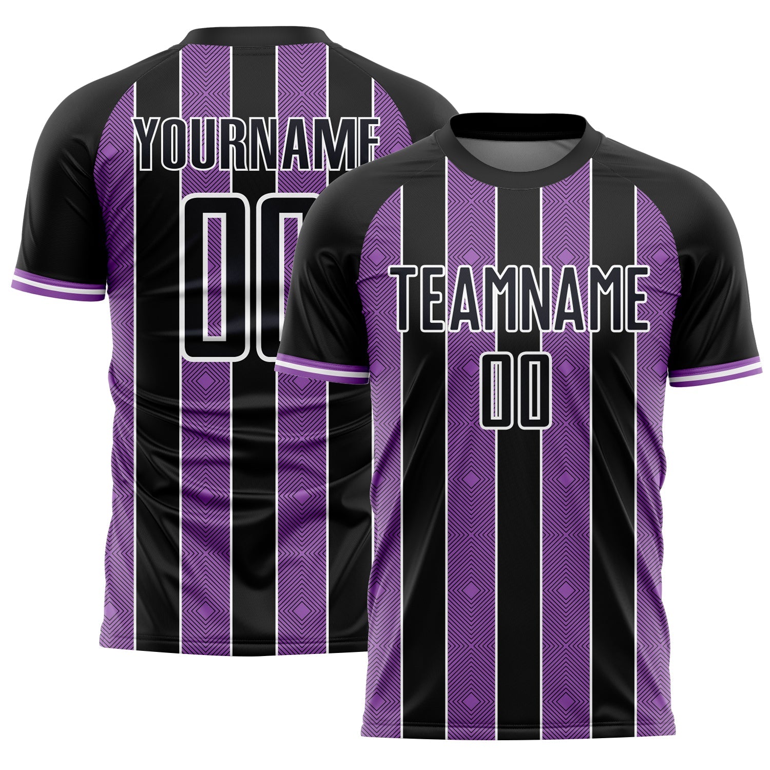 Custom Black Medium Purple-White Pinstripe Line Sports Sublimation Soccer Uniform Jersey