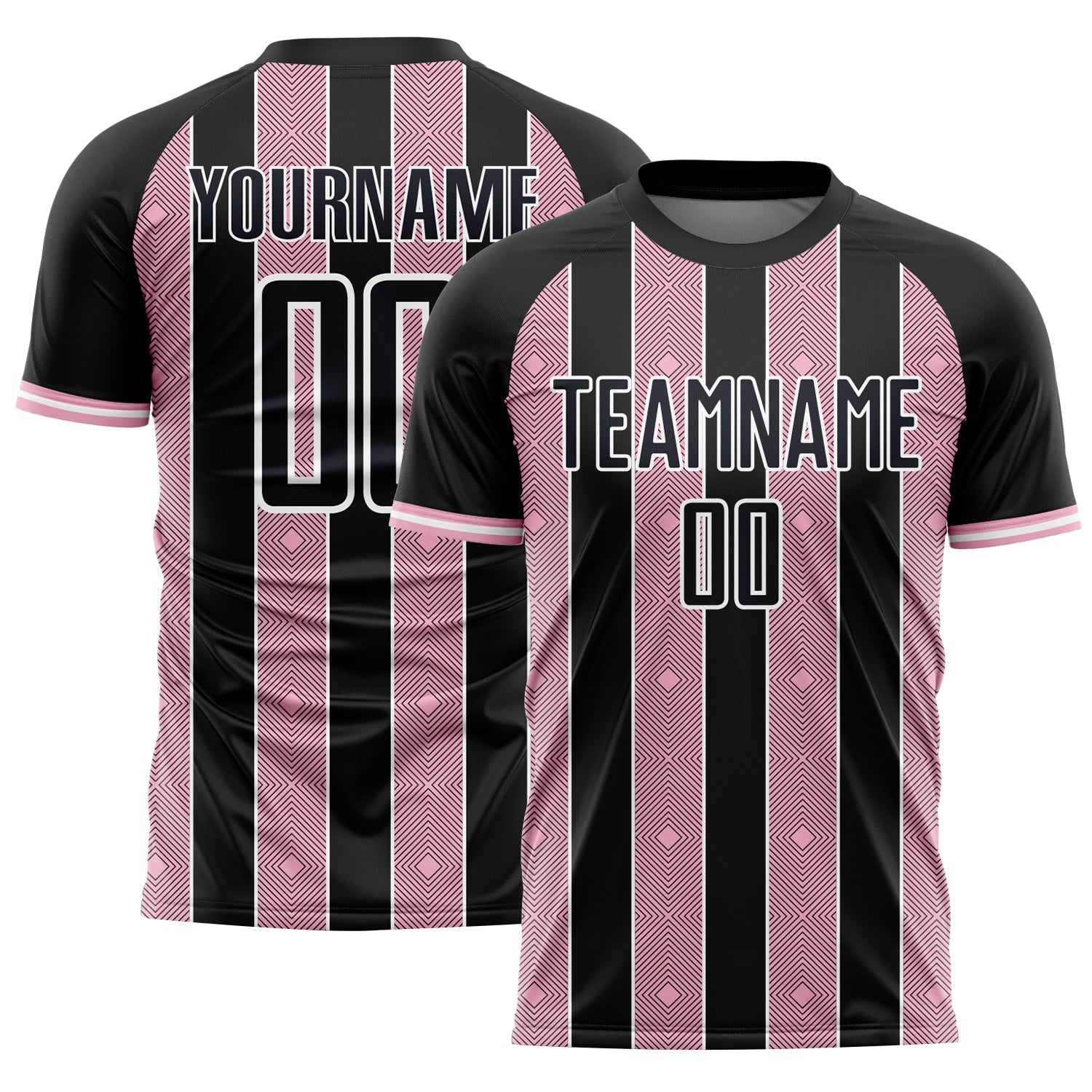 Custom Black Light Pink-White Pinstripe Line Sports Sublimation Soccer Uniform Jersey