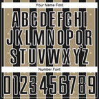 Custom Black Vegas Gold-White Pinstripe Line Sports Sublimation Soccer Uniform Jersey