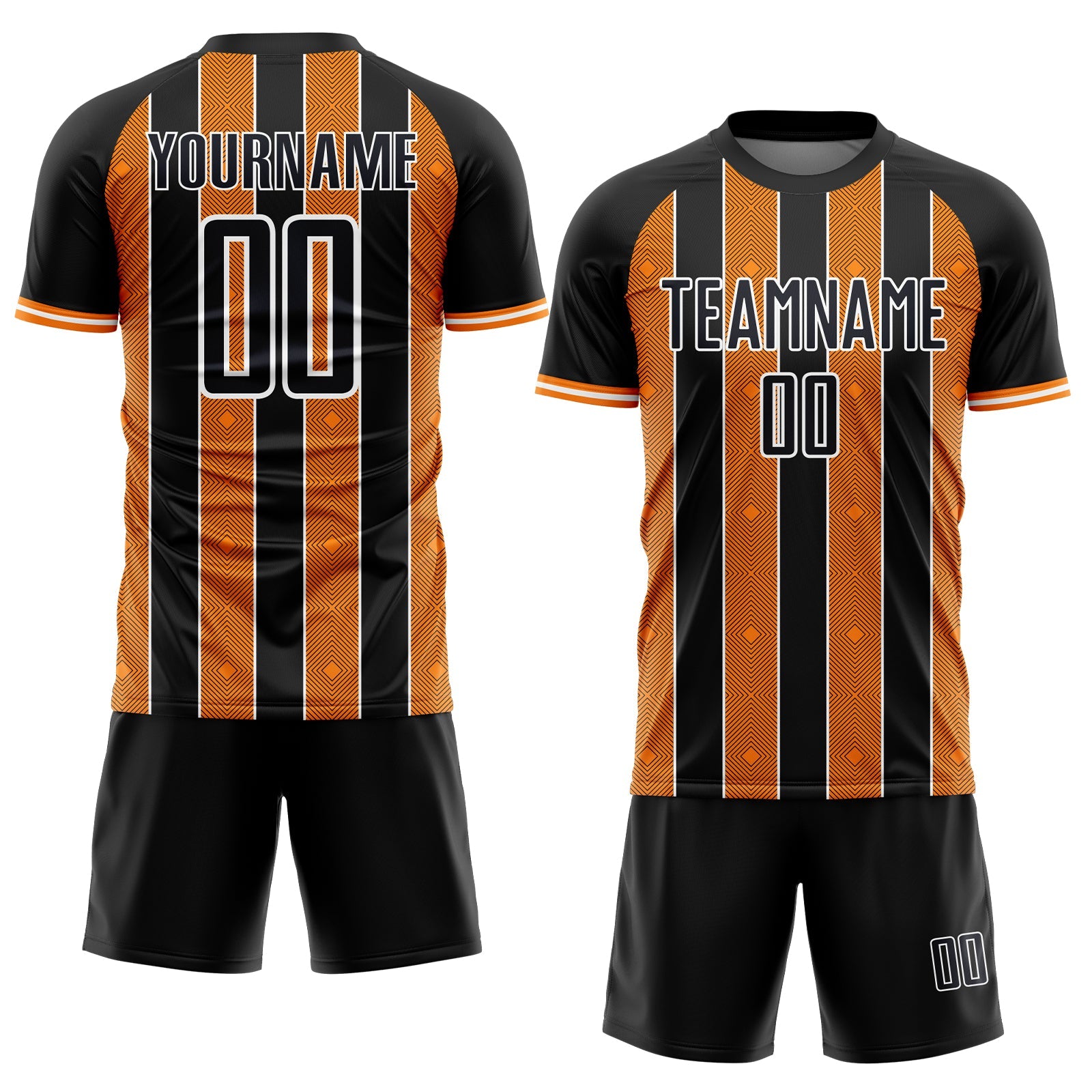 Custom Black Bay Orange-White Pinstripe Line Sports Sublimation Soccer Uniform Jersey